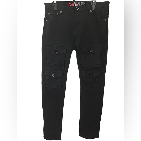 Demolition Jeans‎ Mens 38x39 Vintage Black Denim Straight Leg Jeans Pockets - Picture 1 of 11